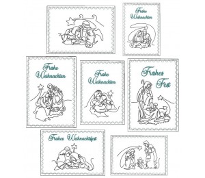 Stickserie - ITH Postkarten Stern über Bethlehem Line Art